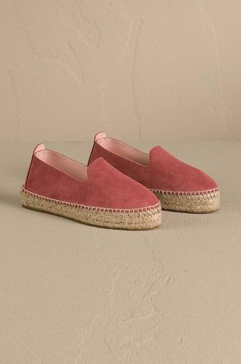 Semišové espadrilky Manebi Hamptons Double Sole Espadrilles červená barva, na platformě, R 7.0 D0