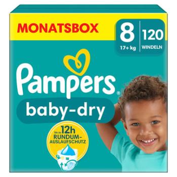 Pampers Baby-Dry, velikost 8, 17+kg, měsíční balení (1 x 120 plenek)