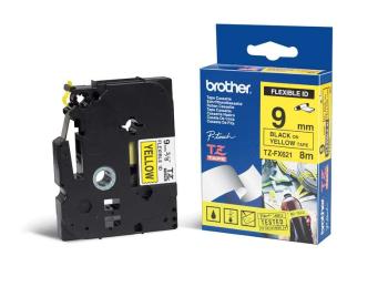 Brother TZ-FX621 / TZe-FX621, 9mm x 8m, černý tisk/žlutý podklad, originální páska