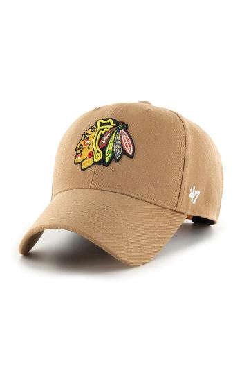 Čepice 47brand Chicago Blackhawks hnědá barva, s aplikací