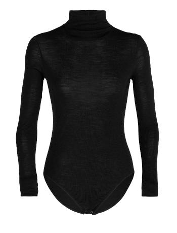 dámské merino triko dlouhý rukáv  ICEBREAKER Wmns Queens LS High Neck Bodysuit, Black velikost: XL