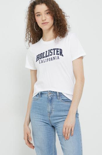Bavlněné tričko Hollister Co. bílá barva