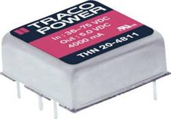 DC/DC měnič napětí do DPS TracoPower THN 20-2411, 24 V/DC, 5 V/DC, 4000 mA, 20 W, Počet výstupů 1 x