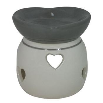 Aroma lampa keramická šedobílá Srdce (9000416)
