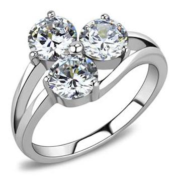 Šperky4U Ocelový prsten se 3mi zirkony - velikost 55 - AL-0035-55