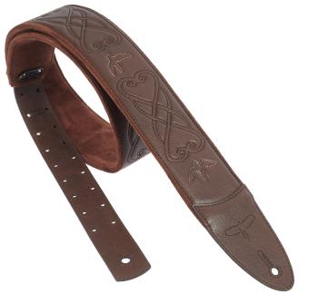 PRS 2.4" Padded Guitar Strap w/RAS, Custom Leather (Faux) Birds, Brown