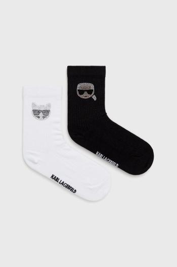 Ponožky Karl Lagerfeld (2-pak) dámské, bílá barva