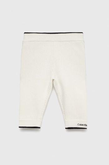Dětské tepláky Calvin Klein Jeans bílá barva, hladké