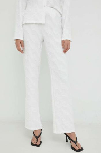 Kalhoty Résumé dámské, bílá barva, jednoduché, high waist