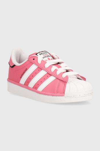 Dětské kožené sneakers boty adidas Originals SUPERSTAR růžová barva