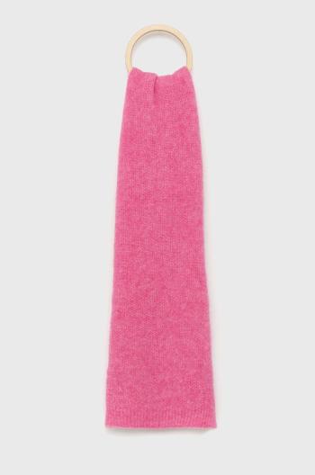 Šátek z vlněné směsi American Vintage růžová barva, hladký