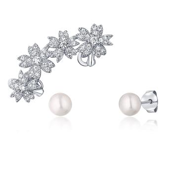 JwL Luxury Pearls Nádherný set stříbrných náušnic (1x záušnice, 2x pecková náušnice) JL0781