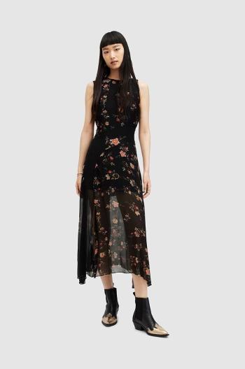 Šaty AllSaints Jules Floral Tanana černá barva, midi