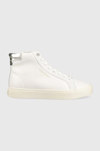 Kožené sneakers boty Calvin Klein Vulc High Top bílá barva