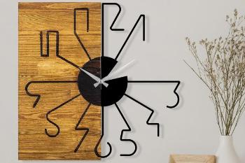 WOODEN 29 dřevěné hodiny s kovovým ciferníkem
