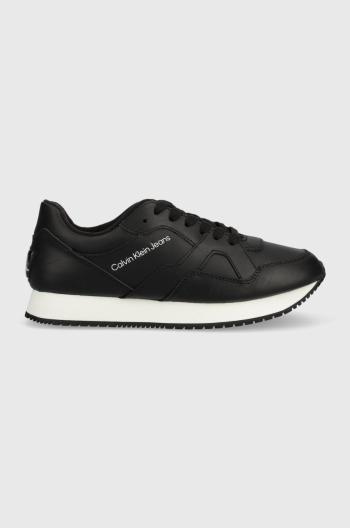 Kožené sneakers boty Calvin Klein Jeans Retro Runner Low černá barva
