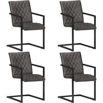 Konzolové jídelní židle 4 ks šedé pravá kůže  (3060205)