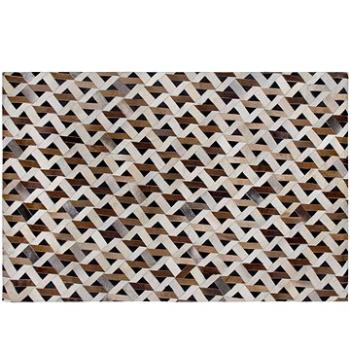 Kožený koberec hnědý s šedou TUGLU 140 x 200 cm, 182120 (beliani_182120)