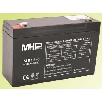 Pb akumulátor MHPower VRLA AGM 6V/12Ah (MS12-6), MS12-6