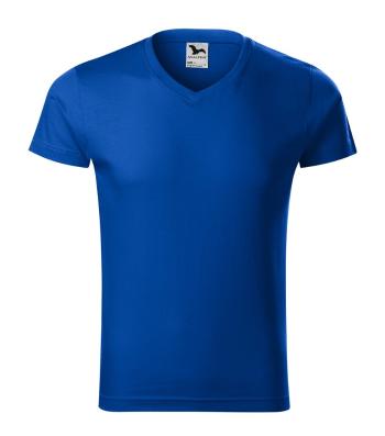 MALFINI Pánské tričko Slim Fit V-neck - Královská modrá | XXL