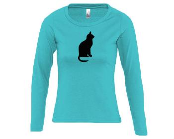 Dámské tričko dlouhý rukáv kulatý výstřih Kočka - Shean