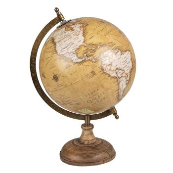 Hnědý dekorativní glóbus na dřevěném podstavci Globe - 22*22*37 cm 64923