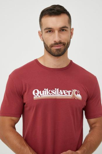 Bavlněné tričko Quiksilver červená barva, s potiskem