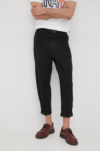 Bavlněné kalhoty G-Star Raw pánské, černá barva, ve střihu cargo