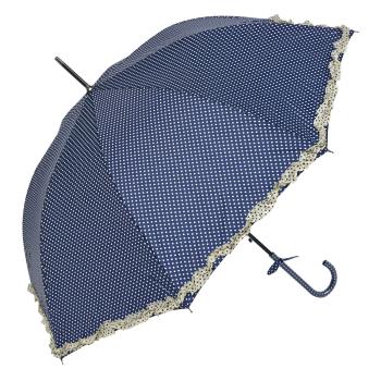 Modrý deštník s puntíky a béžovým lemem JZUM0030BL