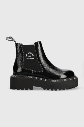 Kožené kotníkové boty Karl Lagerfeld Patrol Ii dámské, černá barva, na platformě