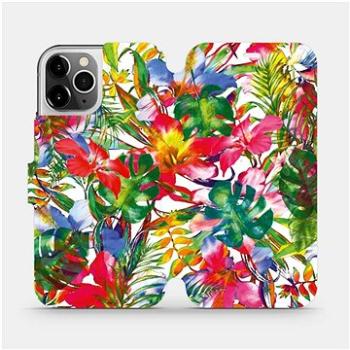 Flipové pouzdro na mobil Apple iPhone 12 Pro - MG07S Pestrobarevné květy a listy (5903516376179)