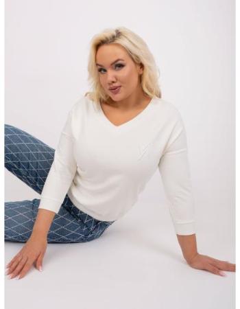 Dámská halenka plus size s kapsičkou s nášivkou ROGE ě ecru