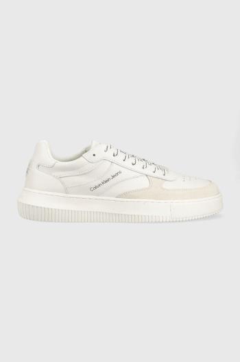 Kožené sneakers boty Calvin Klein Jeans Chunky Cupsole Gel Backtab bílá barva