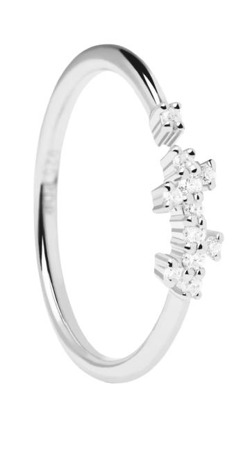 PDPAOLA Otevřený stříbrný prsten se zirkony PRINCE Silver AN02-672 54 mm
