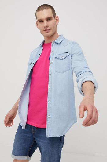Džínová košile Superdry pánská, regular, s klasickým límcem