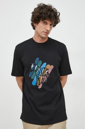 Bavlněné tričko PS Paul Smith černá barva, s potiskem