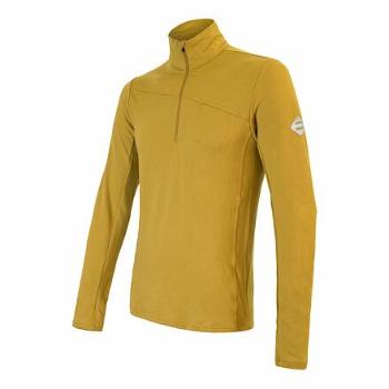 SENSOR MERINO EXTREME pánské triko dl.rukáv zip mustard Velikost: M