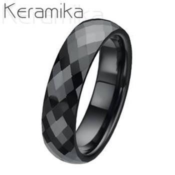NUBIS® Keramický prsten černý, šíře 6 mm - velikost 66 - KM1002-6-66