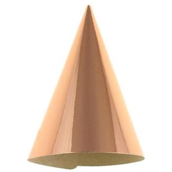 Papírové kloboučky metalické růžovozlaté - rosegold - 6 ks - 16 cm (5902973128444)