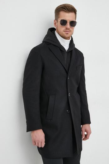 Vlněný kabát Liu Jo černá barva, přechodný