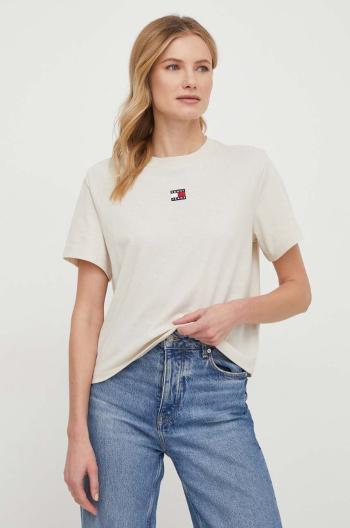 Tričko Tommy Jeans béžová barva, DW0DW17391