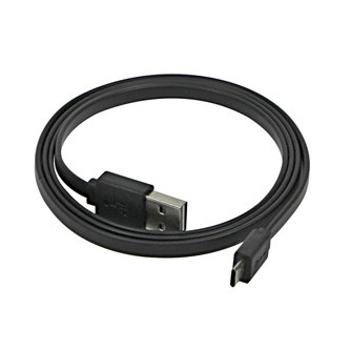 USB kabel (2.0), USB A samec reversible - microUSB samec reversible, 0.3m, plochý, černý, oboustranný, DOPRODEJ