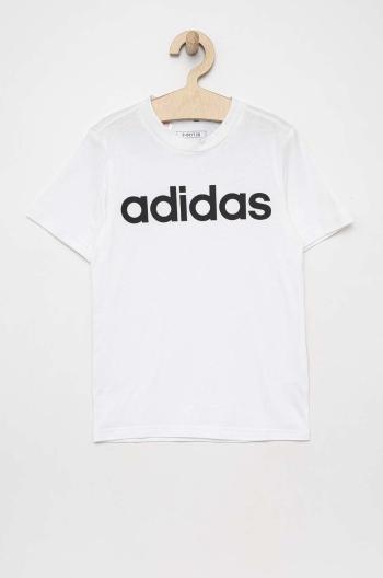 Dětské bavlněné tričko adidas U LIN bílá barva, s potiskem