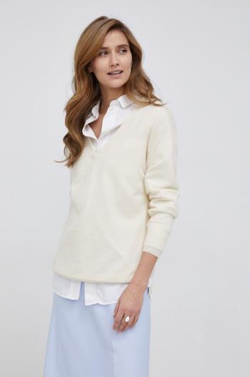 Kašmírový svetr Calvin Klein dámský, krémová barva, lehký