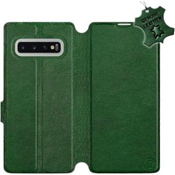 Flip pouzdro na mobil Samsung Galaxy S10 Plus - Zelené - kožené -   Green Leather (5903226813353)