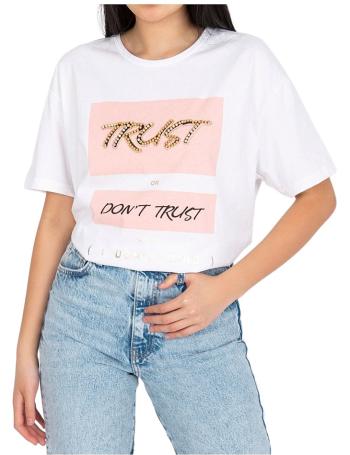 Bílé dámské bavlněné tričko s potiskem trust vel. M