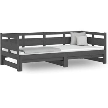 Výsuvná postel šedá masivní borovice 2× (90 × 190) cm, 820324 (820324)