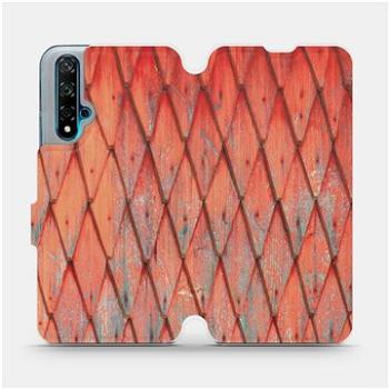 Flipové pouzdro na mobil Huawei Nova 5T - MK01S Oranžový vzor dřeva (5903516057016)