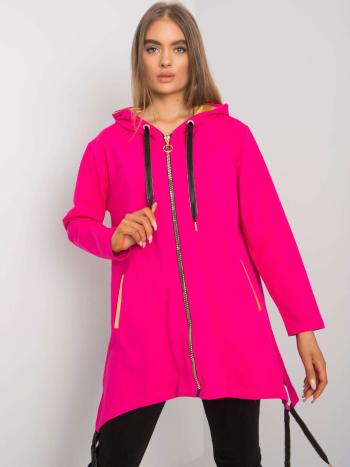 RŮŽOVÁ DÁMSKÁ OVERSIZE MIKINA NA ZIP RV-BL-4899.23P-FUCHSIA Velikost: S/M