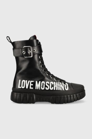 Kožené workery Love Moschino dámské, černá barva, na platformě